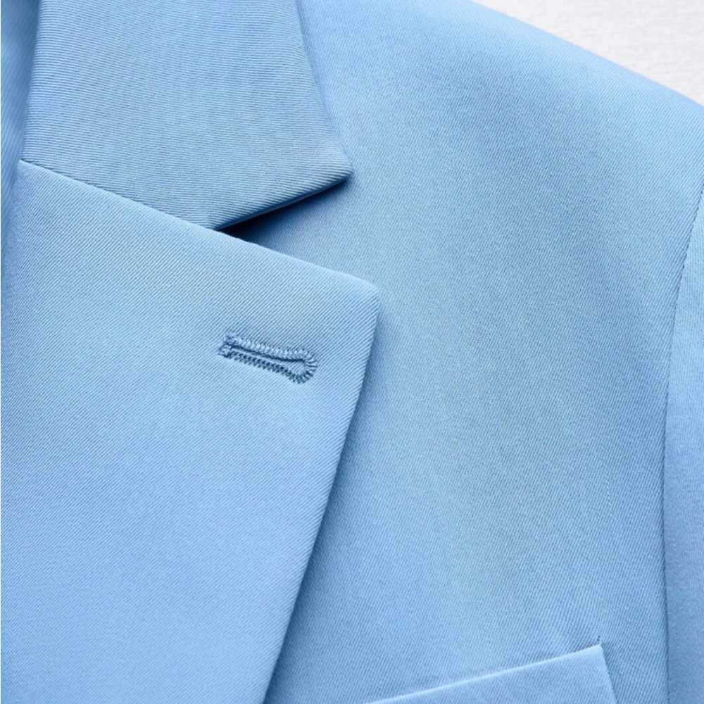 Zara Blue Single-Button Blazer - Picture 3 of 7
